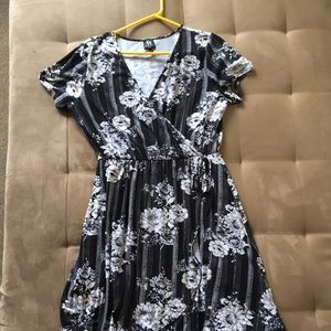 Black and White Floral Slip Dress